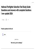 National Firefighter Selection Test Study Guide Questions and Answers with complete Solutions &vert; new update 2026