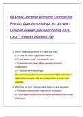 PA Crane Operator Licensing Examination Practice Questions And Correct Answers &lpar;Verified Answers&rpar; Plus Rationales 2026 Q&A &vert; Instant Download Pdf 