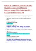 HFMA CRCR &ndash; Healthcare Financial Exam  I Questions And Correct Answers  &lpar;Verified Answers&rpar; Plus Rationales 2026  Q&A &vert; Instant Download Pdf