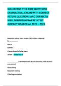WALGREENS PTCB PREP QUESTIONS EXAM&lpar;ACTUAL EXAM&rpar; WITH CORRECT ACTUAL QUESTIONS AND CORRECTLY WELL DEFINED ANSWERS LATEST ALREADY GRADED A&plus; 2025 &ndash; 2026