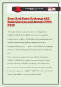 Texas Real Estate Brokerage SAE Exam Questions and Answers 100&percnt; PASS