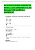 AB MT Chemistry Exam I Questions And  Correct Answers &lpar;Verified Answers&rpar; Plus  Rationales 2026 Q&A &vert; Instant  Download Pdf