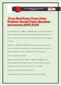 Texas Real Estate Exam &lpar;State Portion&rpar;&colon; Special Topics Questions and Answers 100&percnt; PASS
