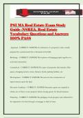 PSI MA Real Estate Exam Study Guide -NSREA&comma; Real Estate Vocabulary Questions and Answers 100&percnt; PASS