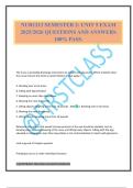NUR1213 SEMESTER 2&colon; UNIT 5 EXAM 2025&sol;2026 QUESTIONS AND ANSWERS 100&percnt; PASS&period;