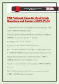 PSI National Exam for Real Estate Questions and Answers 100&percnt; PASS