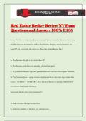 Real Estate Broker Review NY Exam Questions and Answers 100&percnt; PASS