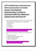 ETCP Certified Stage Technician Exam With Actual Questions & Verified Answers&comma; Plus Explained Rationales&sol;Expert Verified For Guaranteed 100&percnt; Pass 2026&sol;Latest Update&sol;Instant Download Pdf