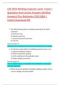 CSA W59 Welding Inspector Level 1 Exam I  Questions And Correct Answers &lpar;Verified  Answers&rpar; Plus Rationales 2026 Q&A &vert;  Instant Download Pdf