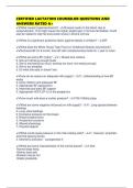 CERTIFIED LACTATION COUNSELOR QUESTIONS AND ANSWERS RATED A&plus;