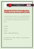 Florida Real Estate Exam Questions WITH Correct Answers 100&percnt; PASS