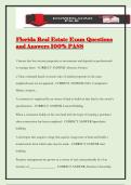 Florida Real Estate Exam Questions and Answers 100&percnt; PASS