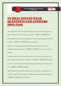NY REAL ESTATE EXAM QUESTIONS AND ANSWERS 100&percnt; PASS