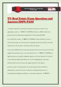 TN Real Estate Exam Questions and Answers 100&percnt; PASS