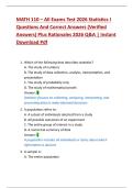 MATH 110 &ndash; All Exams Test 2026 Statistics I  Questions And Correct Answers &lpar;Verified  Answers&rpar; Plus Rationales 2026 Q&A &vert; Instant  Download Pdf 
