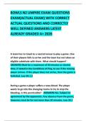BOWLS NZ UMPIRE EXAM QUESTIONS EXAM&lpar;ACTUAL EXAM&rpar; WITH CORRECT ACTUAL QUESTIONS AND CORRECTLY WELL DEFINED ANSWERS LATEST ALREADY GRADED A&plus; 2026
