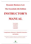 Complete Instructor&rsquo;s Manual &mdash; Dynamic Business Law&colon; The Essentials&comma; 6th Edition &mdash; Nancy Kubasek &mdash; ISBN 9781265599379 &mdash; &lpar;All Chapters Covered 1&ndash;25&comma; Instructor Resources Included&rpar;