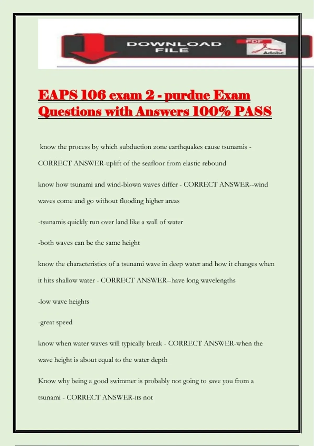 EAPS 106 exam 2 - purdue Exam Questions with Answers 100% PASS - EAPS ...