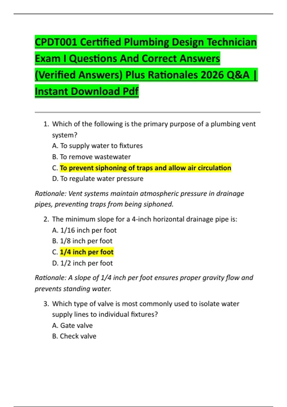 Image result for CPDT001 Certified Plumbing Design Technician Exam I Questions And ...