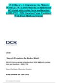 OCR History A &lpar;Explaining the Modern   World&rpar; J410&sol;13&colon; Personal rule to Restoration   1629-1660 with castles&colon; form and function   c&period;1000-1750 2026 Question Paper Combined  With Final Marking Scheme