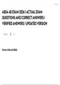 ABSA 4B EXAM 2026 &vert; ACTUAL EXAM QUESTIONS AND CORRECT ANSWERS &vert; VERIFIED ANSWERS &vert; UPDATED VERSION