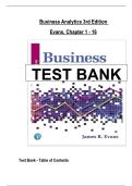 Test Bank for Business Analytics 3rd Edition Evans &sol; All Chapters 1 - 16 &sol; Full Complete Covered Verified Newest Version