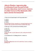 Alberta Plumber Apprenticeship  Certification Exam &lpar;Second Period&rpar;  Practice &lpar;Questions And Correct Answers  &lpar;Verified Answers&rpar; Plus Rationales 2026  Q&A&vert; Instant Download Pdf 