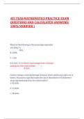 ATI TEAS MATHEMATICS PRACTICE EXAM QUESTIONS AND CALCULATED ANSWERS&vert; 100&percnt; VERIFIED EXAM QUESTIONS &vert; UPDATED
