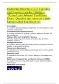 Endocrine Disorders Key Concepts and Nursing Care for Pituitary&comma; Thyroid&comma; and Adrenal Conditions Exam Question and Answers Latest Updates 2026 Top Rated A&plus; &period;