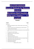 Solution Manual &vert; Research Methods for Business Students&comma; 8th Edition by Saunders & Lewis &ndash; Complete Chapters 1&ndash;14