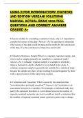 USING R FOR INTRODUCTORY STATISTICS 2ND EDITION VERZANI SOLUTIONS MANUAL ACTUAL EXAM 2026 FULL QUESTIONS AND CORRECT ANSWERS GRADED A&plus;