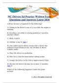 NC Drivers Ed Practice Written Exam  Questions and Answers Latest 2026 