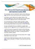 NC Drivers Ed Final Exam Questions  and Answers Latest 2026