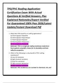 TPO&sol;PVC Roofing Application Certification Exam With Actual Questions & Verified Answers&comma; Plus Explained Rationales&sol;Expert Verified For Guaranteed 100&percnt; Pass 2026&sol;Latest Update&sol;Instant Download Pdf