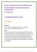 Stahl&rsquo;s Essential Psychopharmacology Test Bank &lpar;5th Ed&rpar; &vert; Psychiatric Nursing