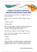 Pediatric Nursing Certification  Questions and Answers Latest 2026 