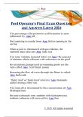 Pool Operator's Final Exam Questions  and Answers Latest 202