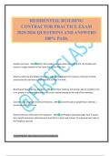 RESIDENTIAL BUILDING CONTRACTOR PRACTICE EXAM 2025&sol;2026 QUESTIONS AND ANSWERS 100&percnt; PASS&period;