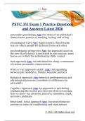 PSYC 331 Exam 1 Practice Questions  and Answers Latest 2026 