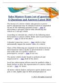 Sales Mastery Exam &lpar; set of questions  1&rpar; Questions and Answers Latest 202