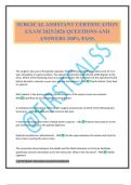 SURGICAL ASSISTANT CERTIFICATION EXAM 2025&sol;2026 QUESTIONS AND ANSWERS 100&percnt; PASS&period;