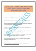 TEXAS LIFE AND HEALTH INSURANCE EXAM 2025&sol;2026 QUESTIONS AND ANSWERS 100&percnt; PASS&period;