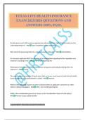TEXAS LIFE HEALTH INSURANCE EXAM 2025&sol;2026 QUESTIONS AND ANSWERS 100&percnt; PASS&period;