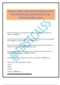 TEXAS LIFE AND HEALTH INSURANCE EXAM 2025&sol;2026 QUESTIONS AND ANSWERS 100&percnt; PASS&period;