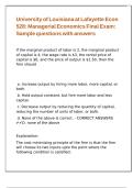 University of Louisiana at Lafayette Econ 528- Managerial Economics Final Exam Sample questions with answers&period;
