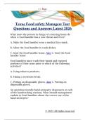 Texas Food safety Managers Test  Questions and Answers Latest 2026