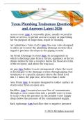 Texas Plumbing Tradesman Questions  and Answers Latest 202
