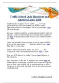 Traffic School Quiz Questions and  Answers Latest 2026 