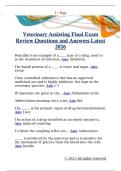 Veterinary Assisting Final Exam  Review Questions and Answers Latest  2026