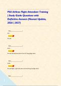 PSA Airlines Flight Attendant Training &vert; Study Guide Questions with Definitive Answers &lpar;Newest Update&comma; 2026 &vert; 2027&rpar;
